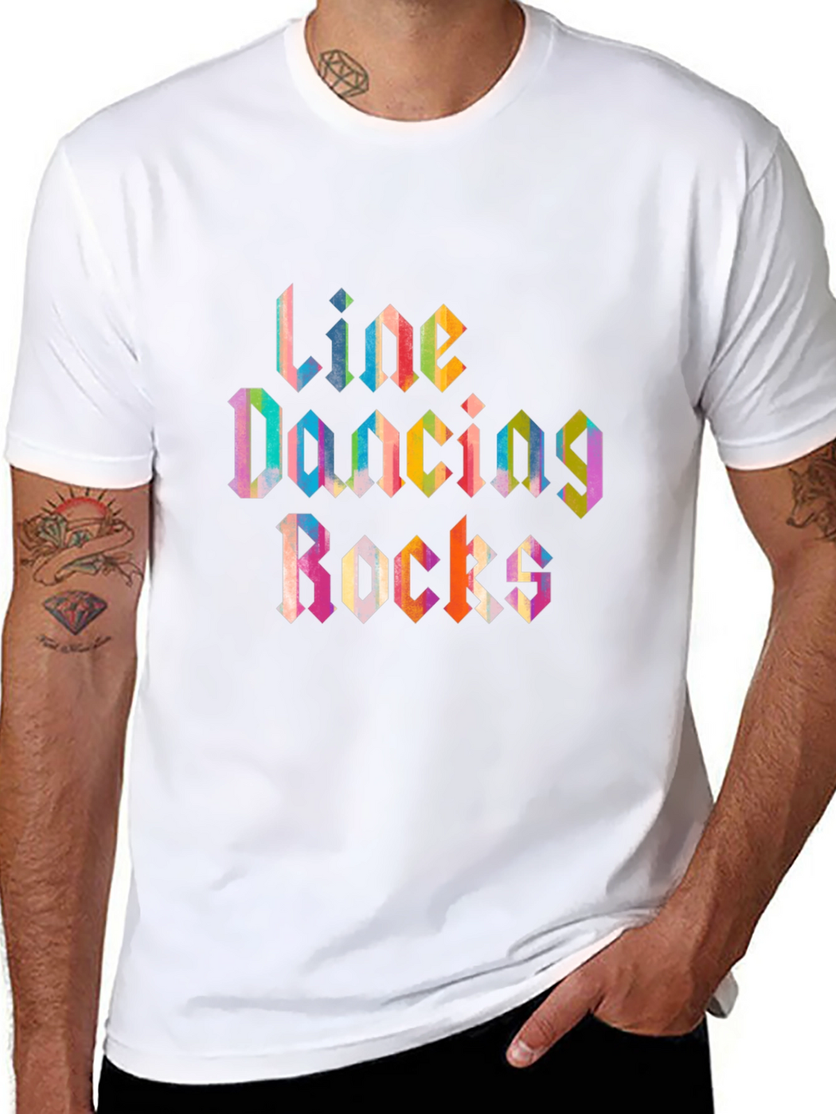 Line Dancing Rocks Graphic Tee - Black Cotton Shirt