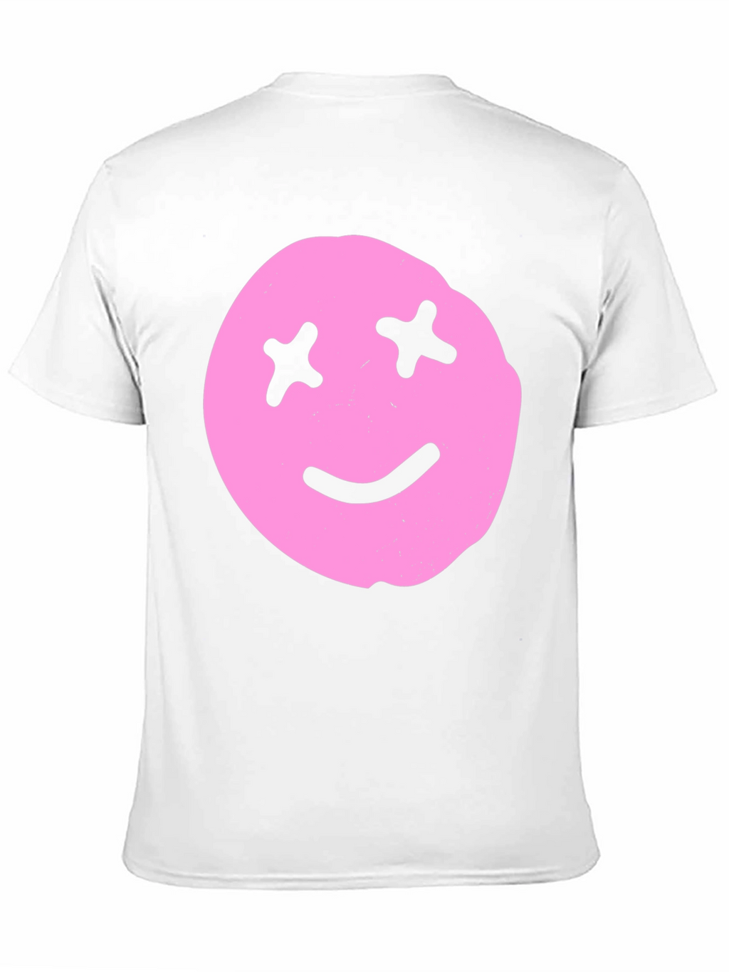 Pink Smiley Face Graphic Tee - Black Cotton Blend