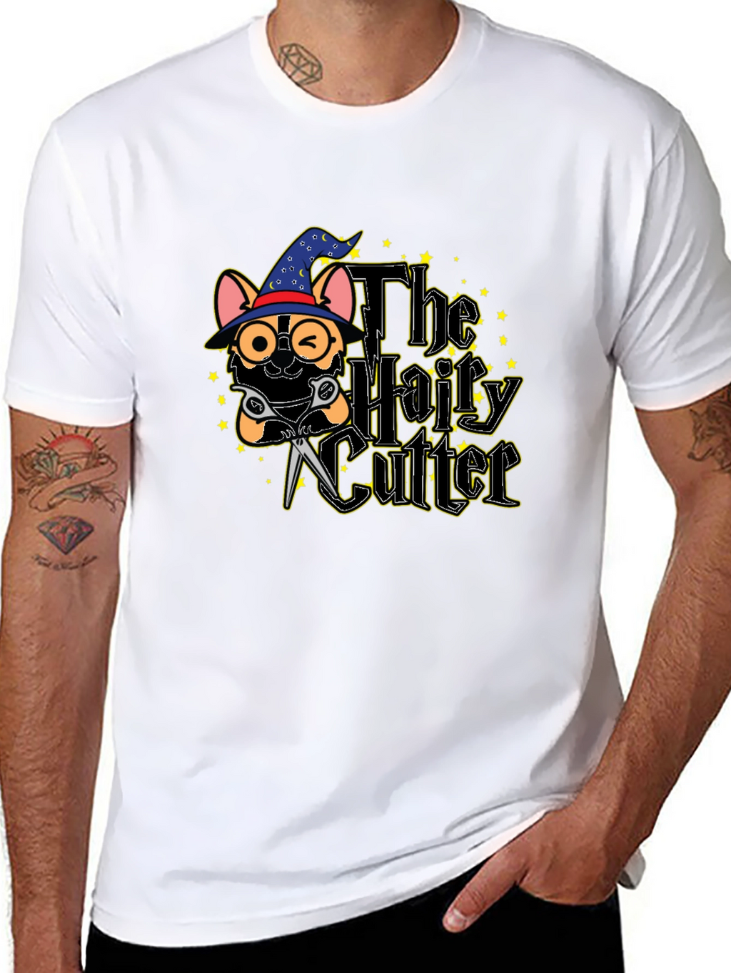 The Hairy Cutter T-Shirt: Wizard Dog Barber Tee