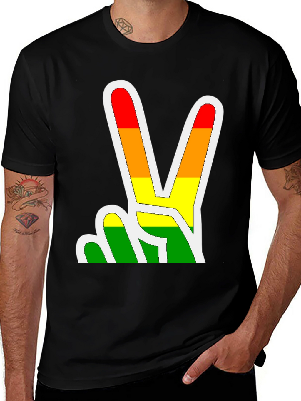 Rainbow Peace Sign Graphic Tee