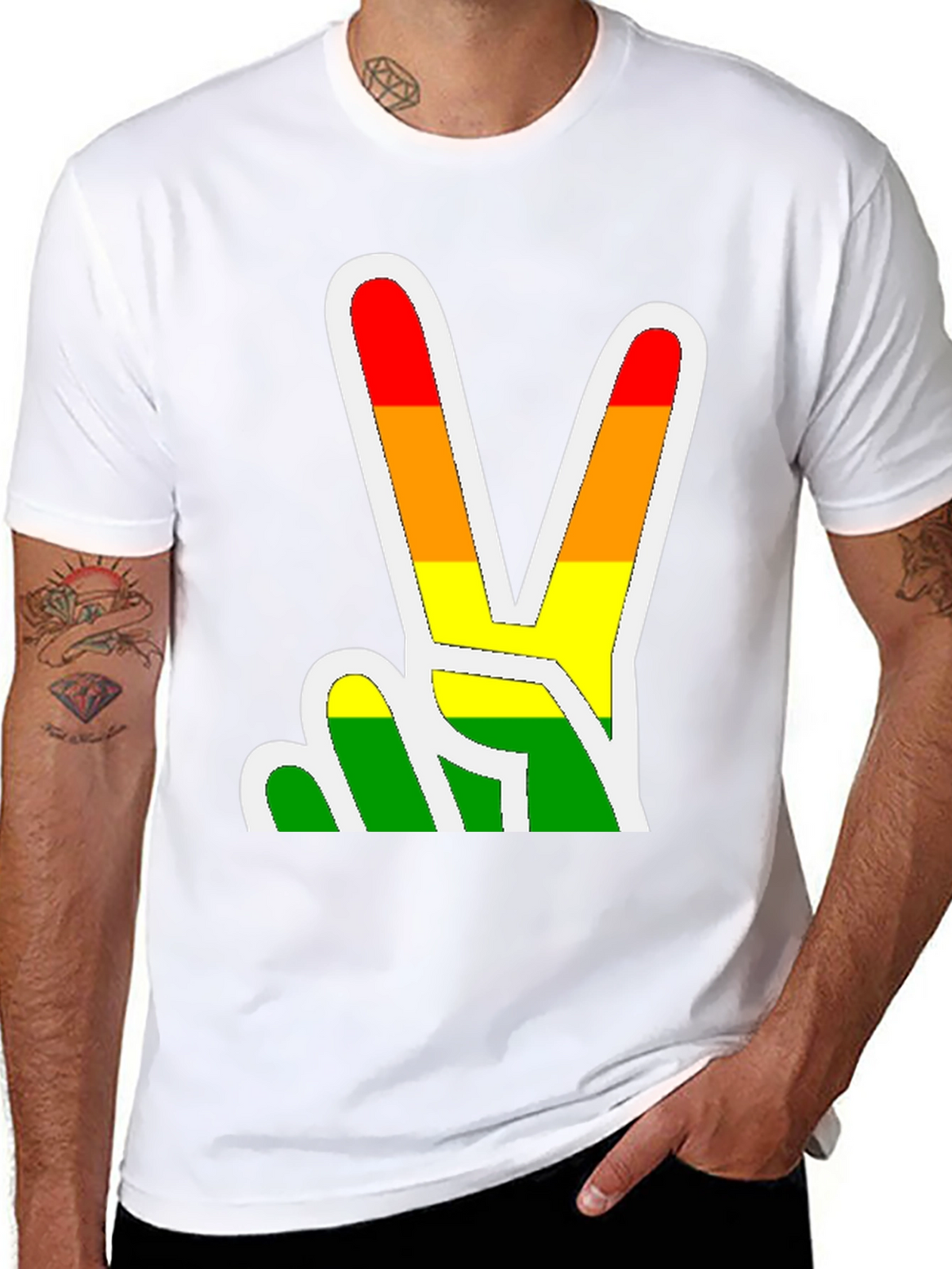 Rainbow Peace Sign Graphic Tee