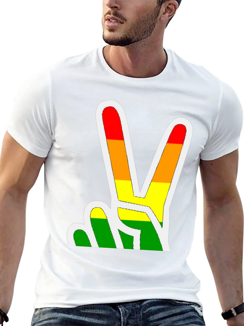 Rainbow Peace Sign Graphic Tee