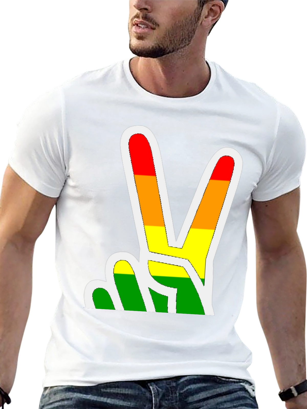 Rainbow Peace Sign Graphic Tee