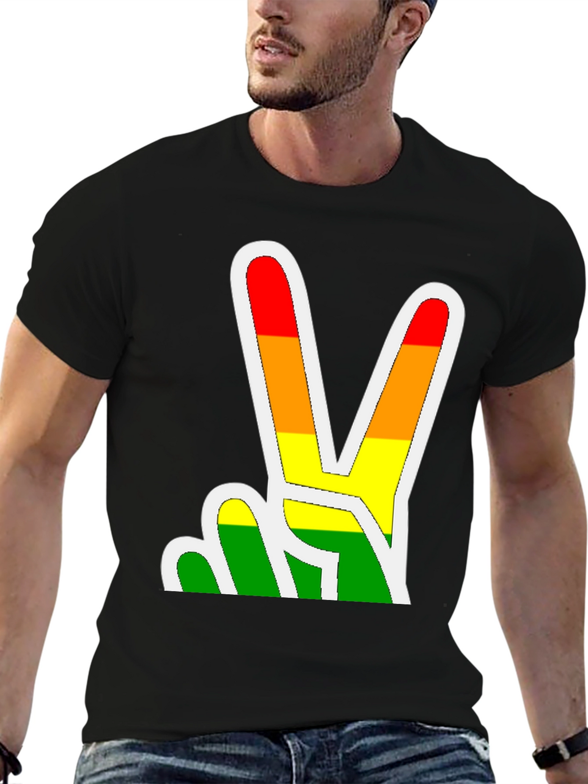Rainbow Peace Sign Graphic Tee