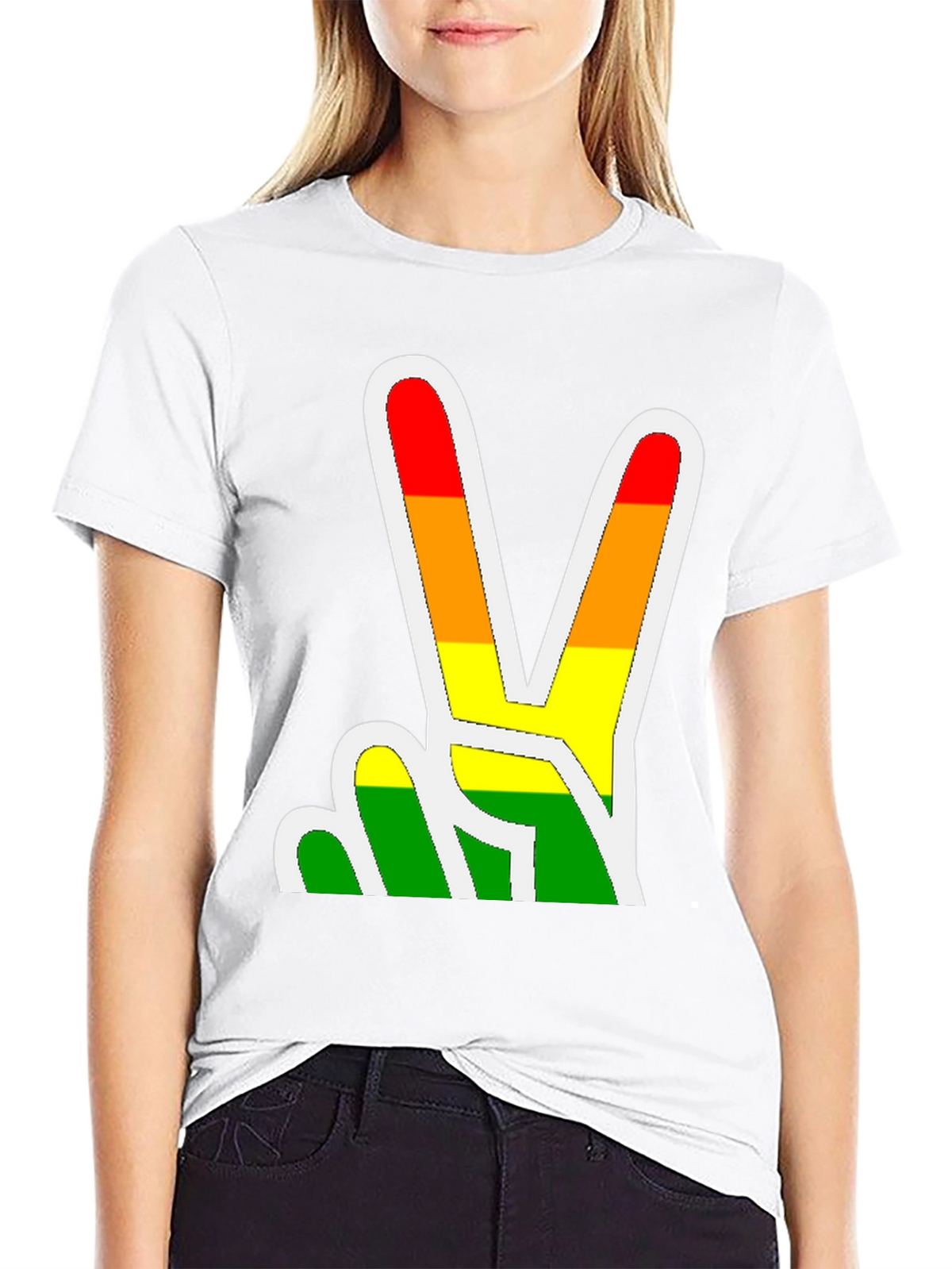 Rainbow Peace Sign Graphic Tee