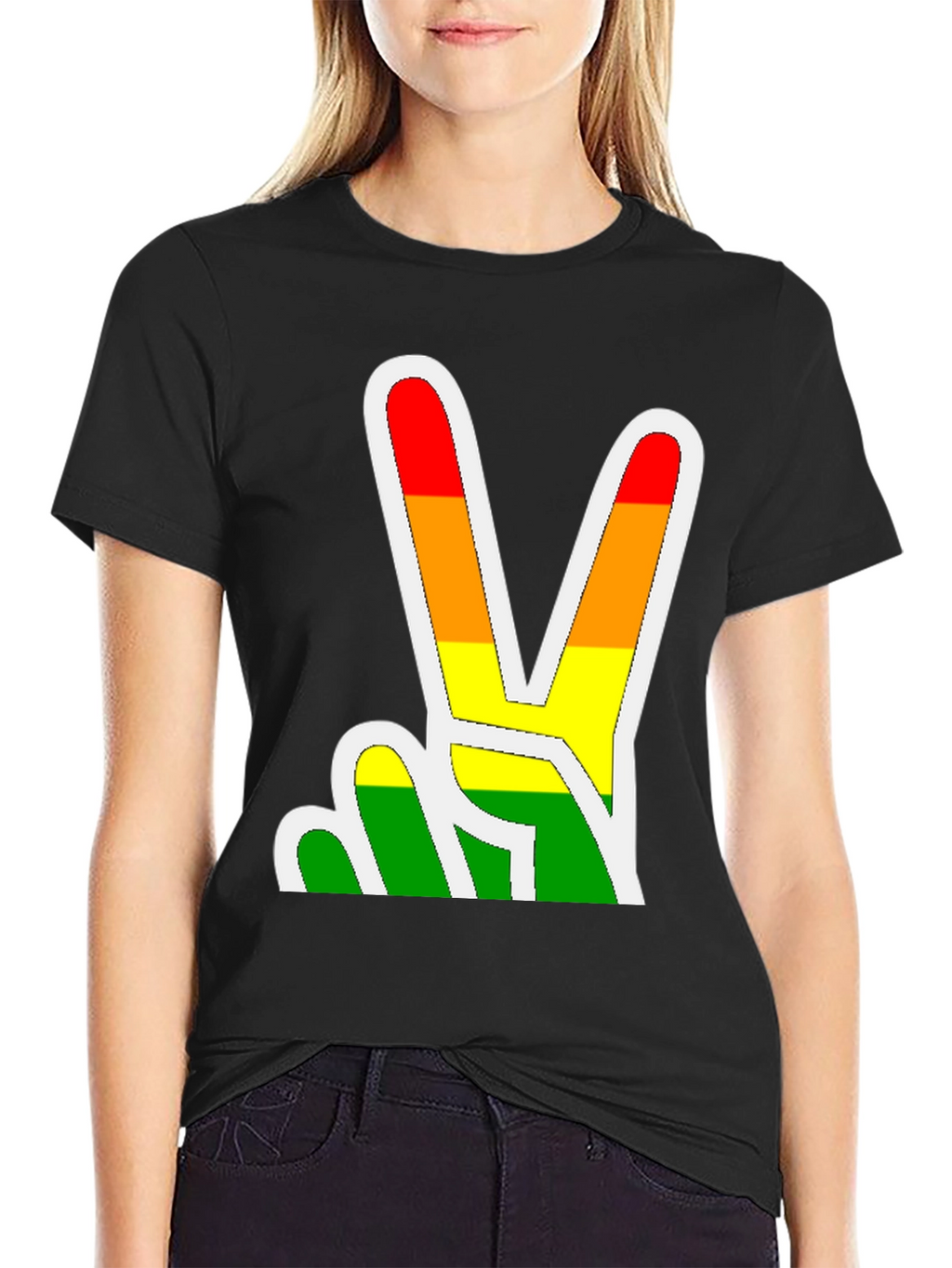 Rainbow Peace Sign Graphic Tee