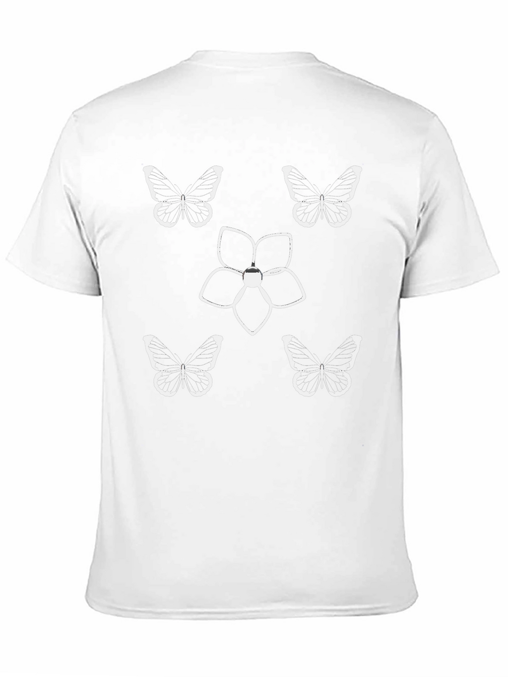 Butterfly & Flower Graphic Tee - Black Cotton Blend