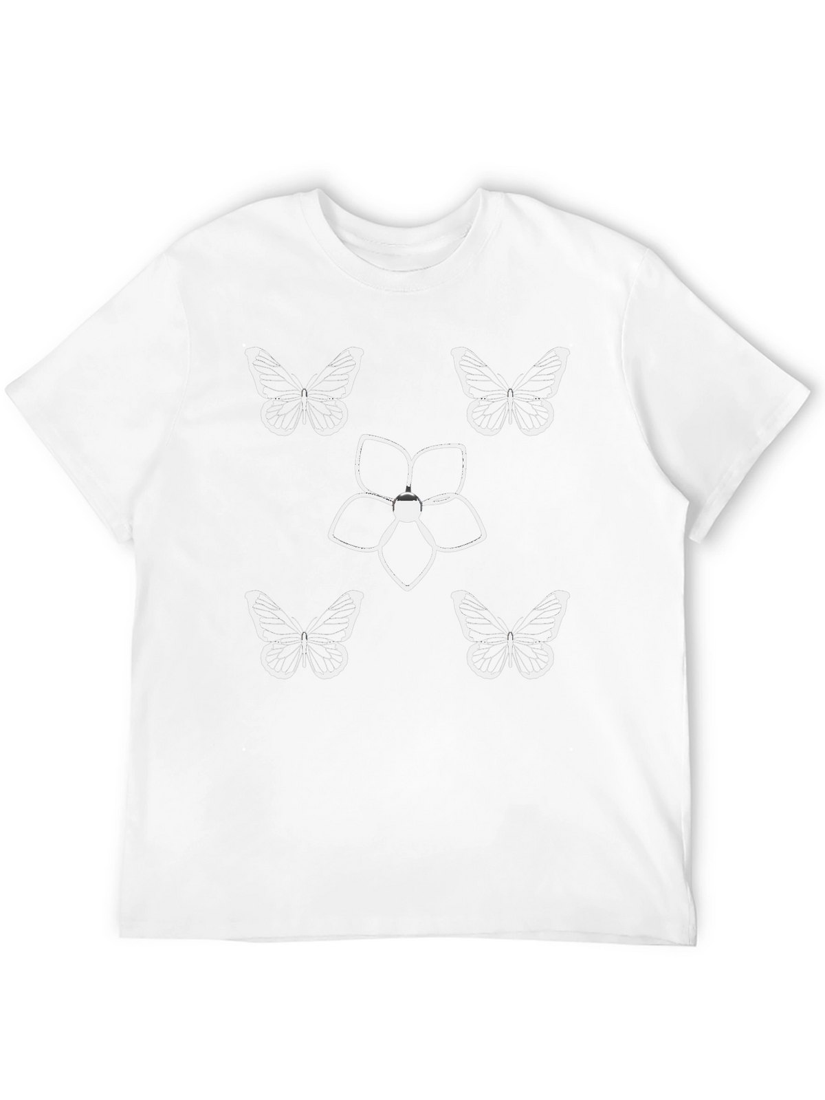 Butterfly & Flower Graphic Tee - Black Cotton Blend