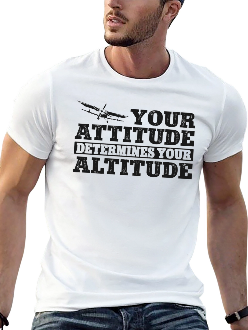 Attitude Altitude Black Graphic Tee Shirt
