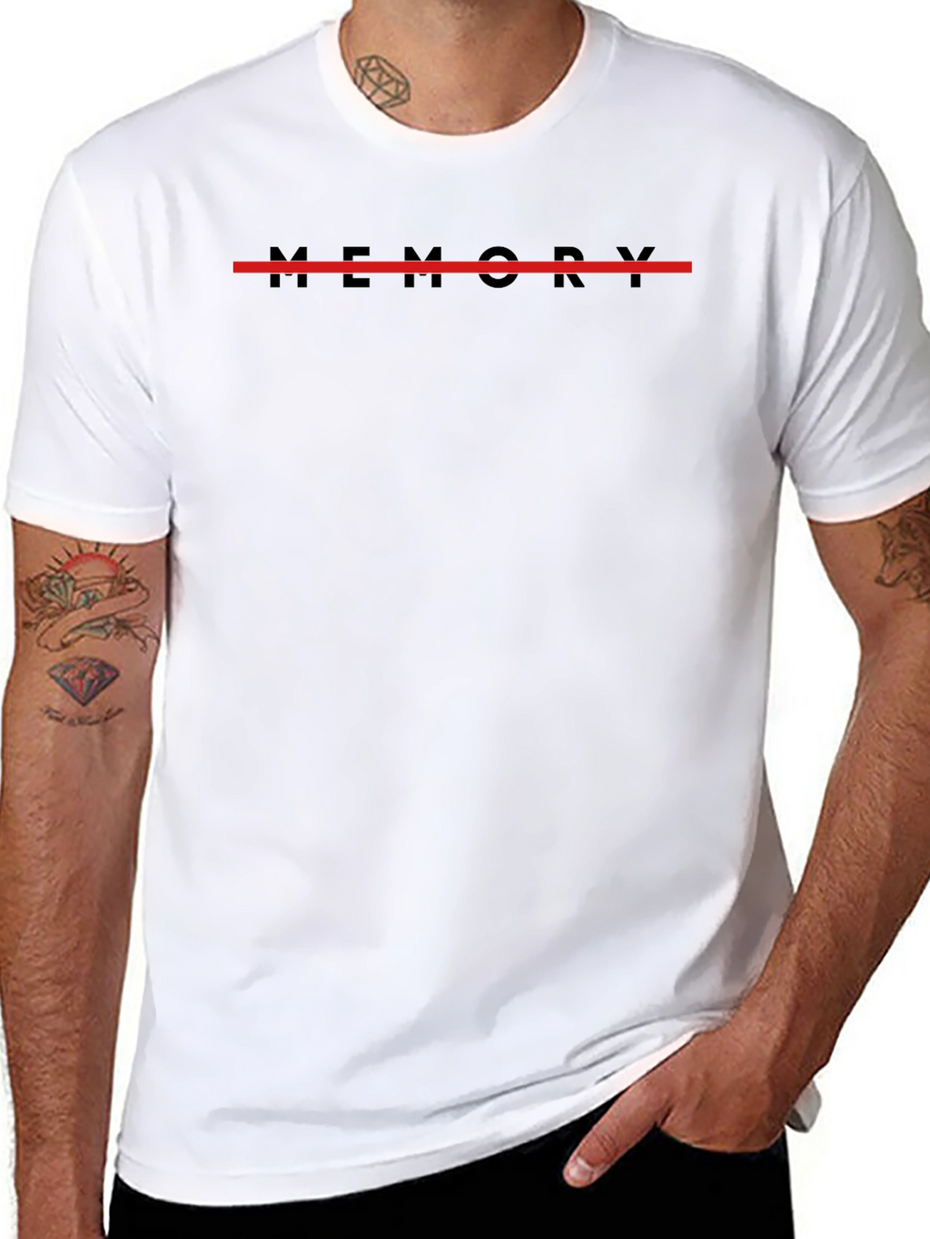 Memory Black T-Shirt with Red Line Graphic