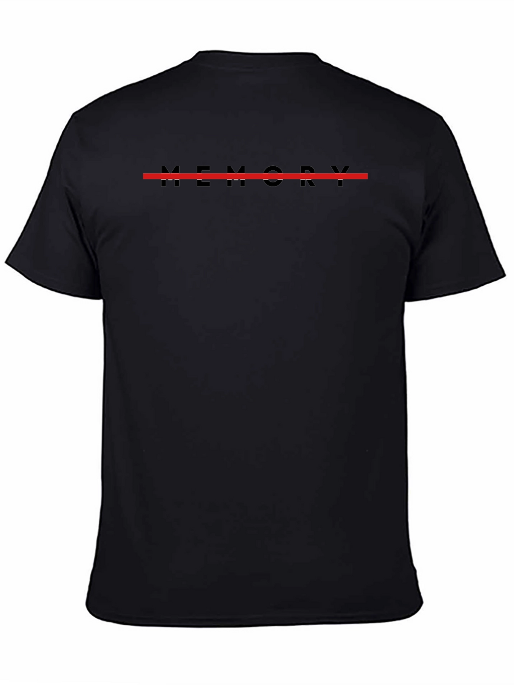Memory Black T-Shirt with Red Line Graphic