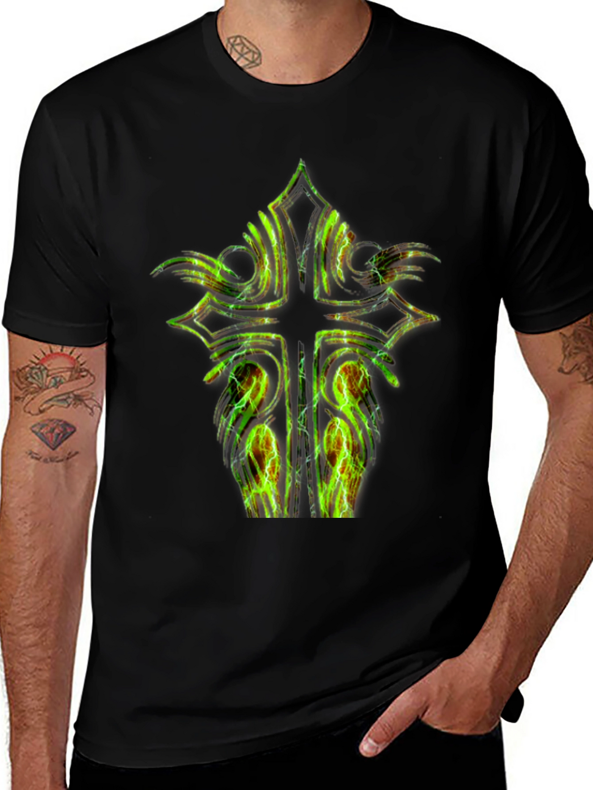 Electric Cross Graphic Black Tee