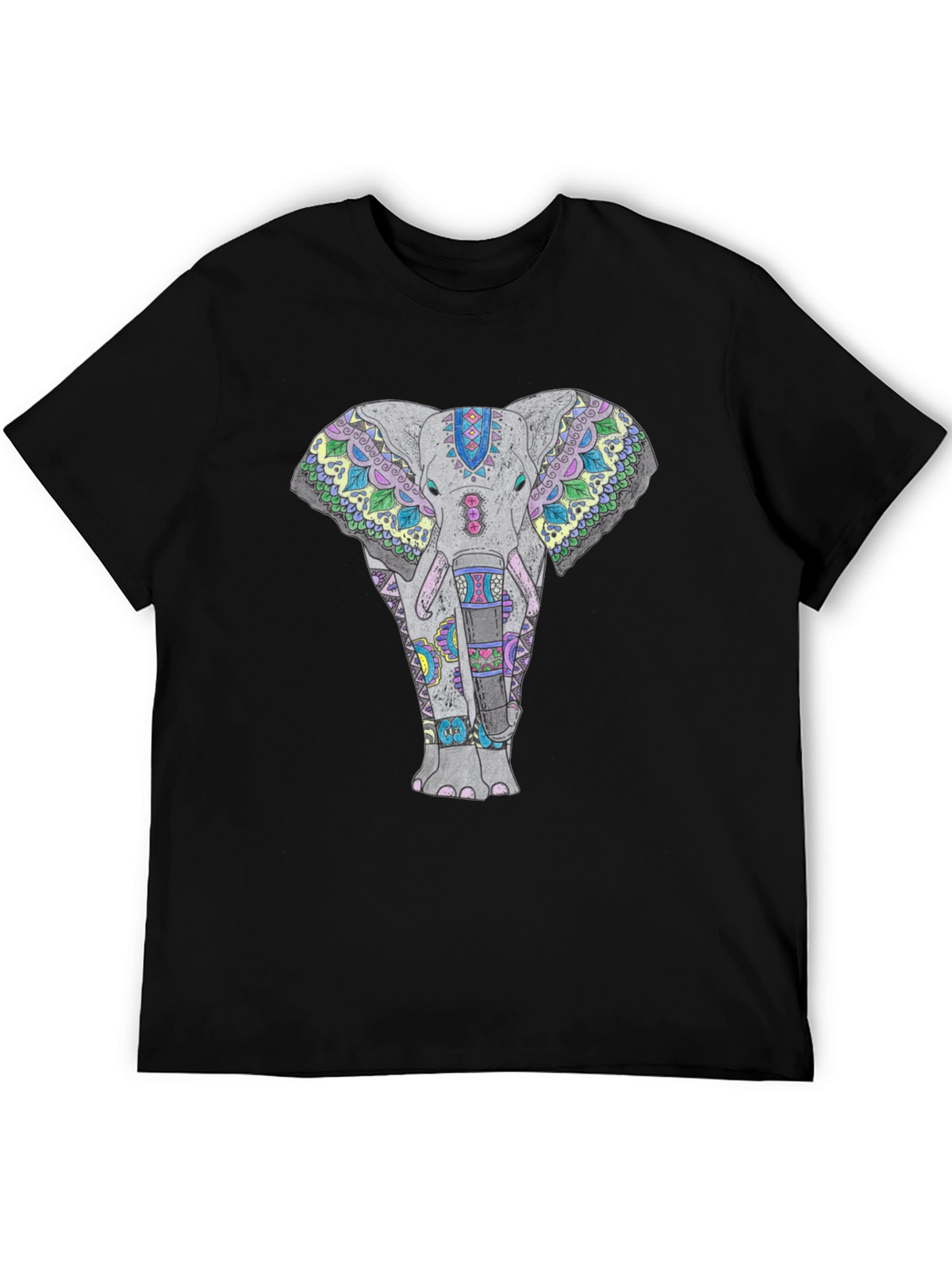 Elephant Mandala Graphic Tee - Black
