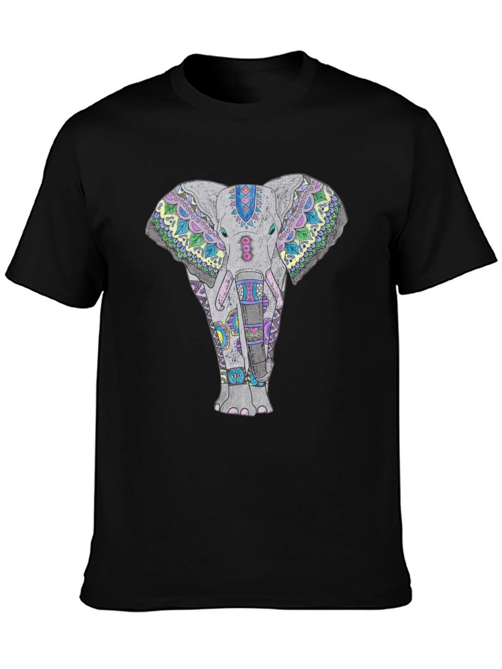 Elephant Mandala Graphic Tee - Black