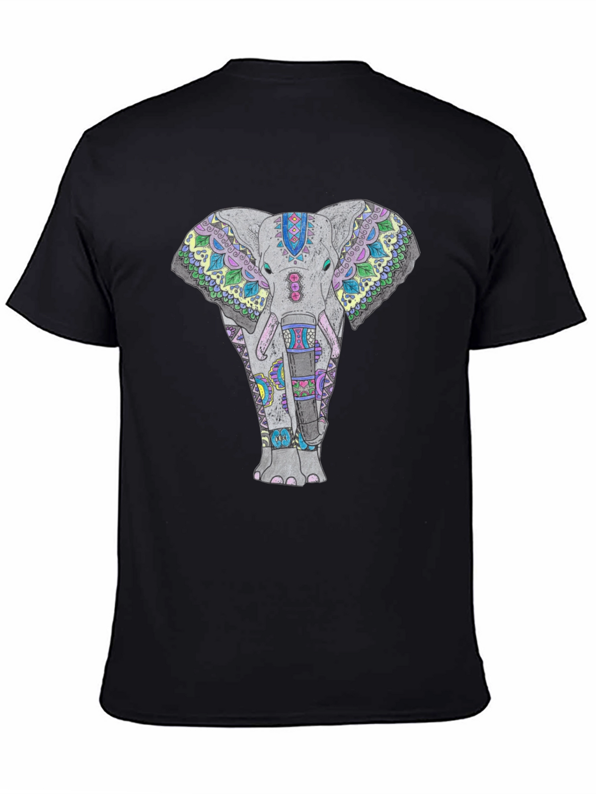 Elephant Mandala Graphic Tee - Black