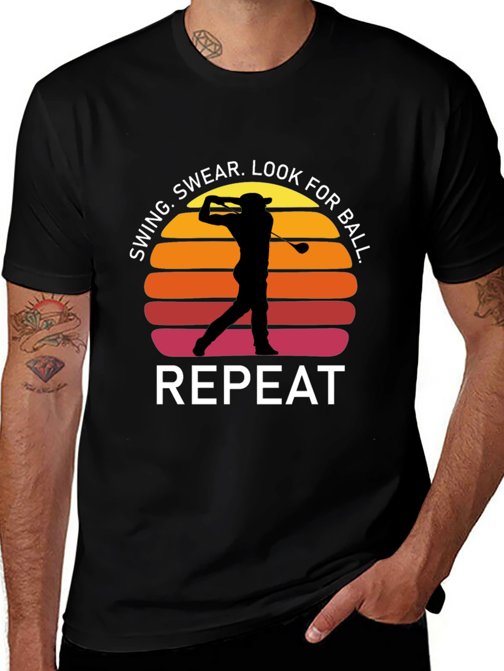 Golf Swing Repeat T-Shirt - Funny Golfer Tee