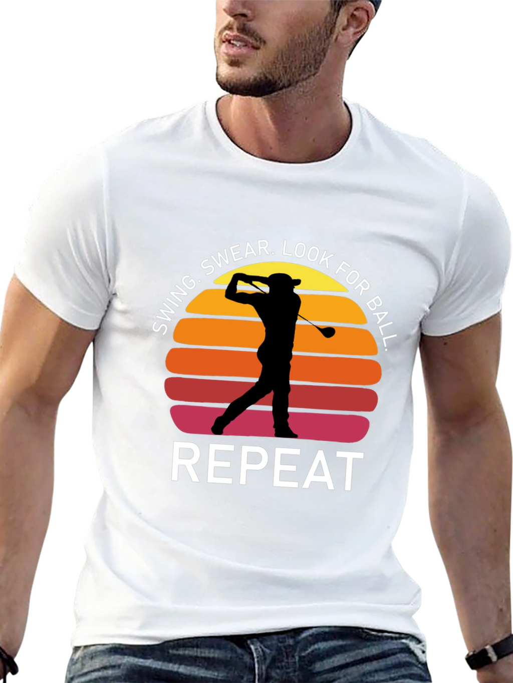 Golf Swing Repeat T-Shirt - Funny Golfer Tee