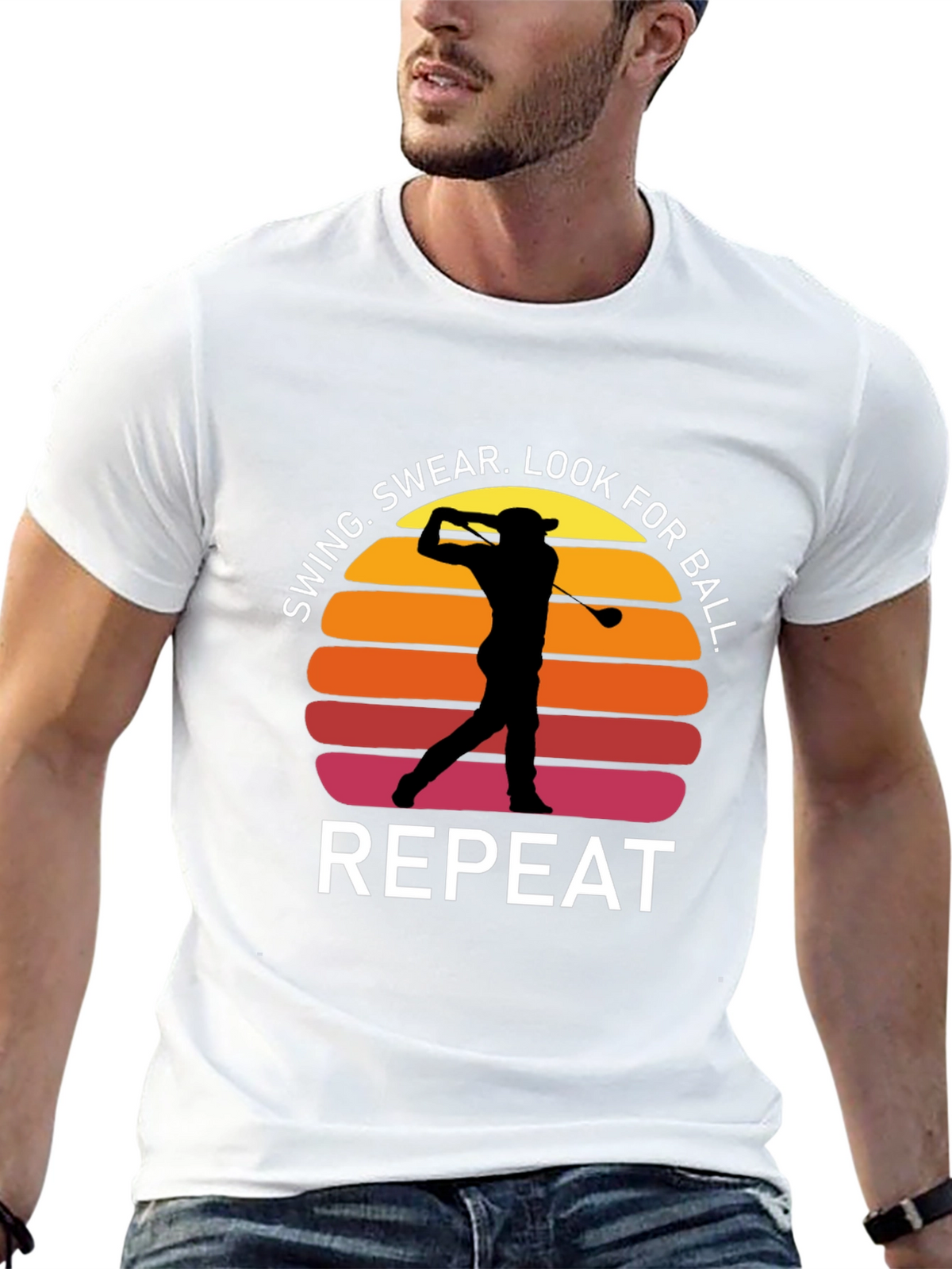 Golf Swing Repeat T-Shirt - Funny Golfer Tee