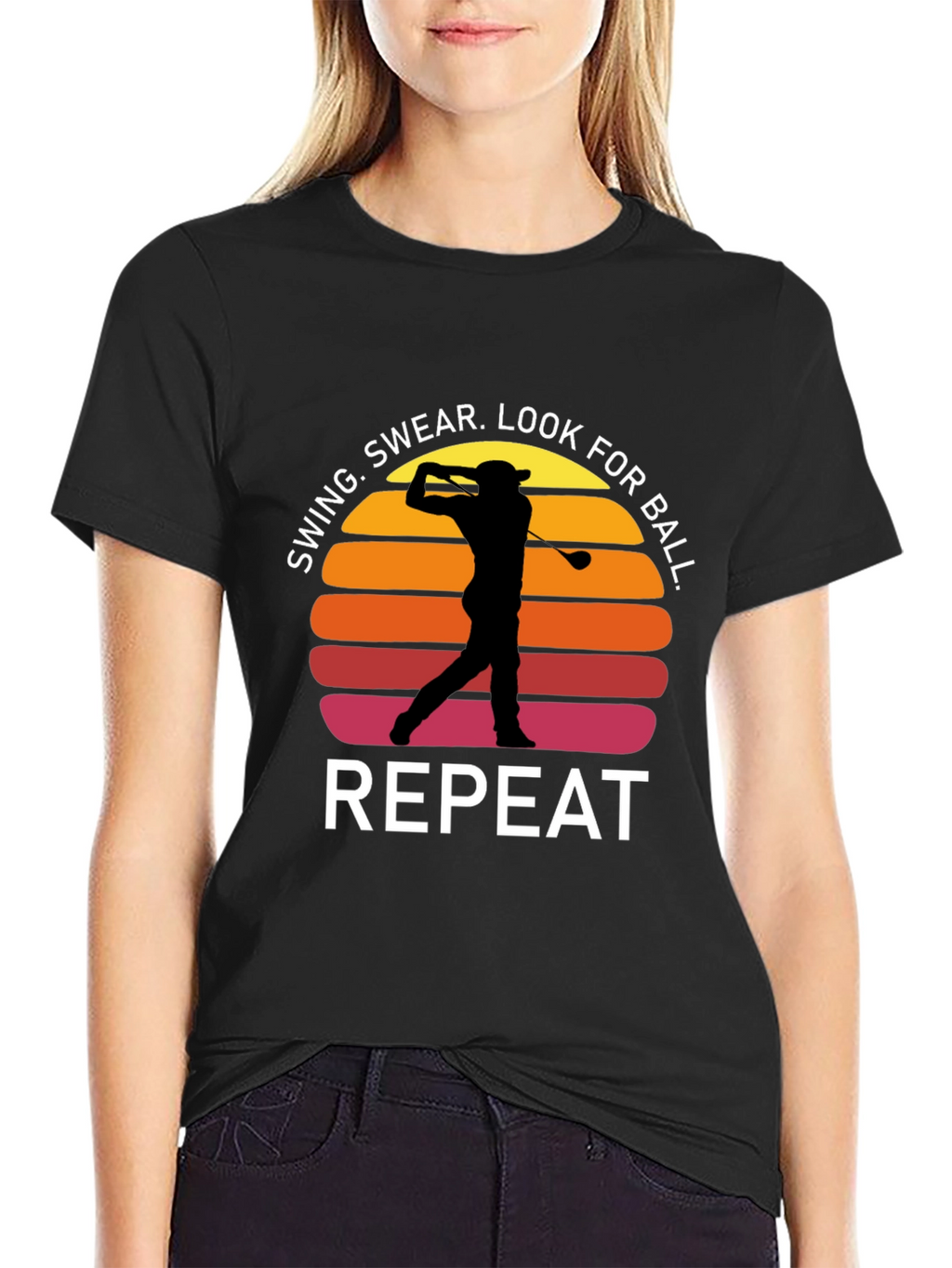 Golf Swing Repeat T-Shirt - Funny Golfer Tee
