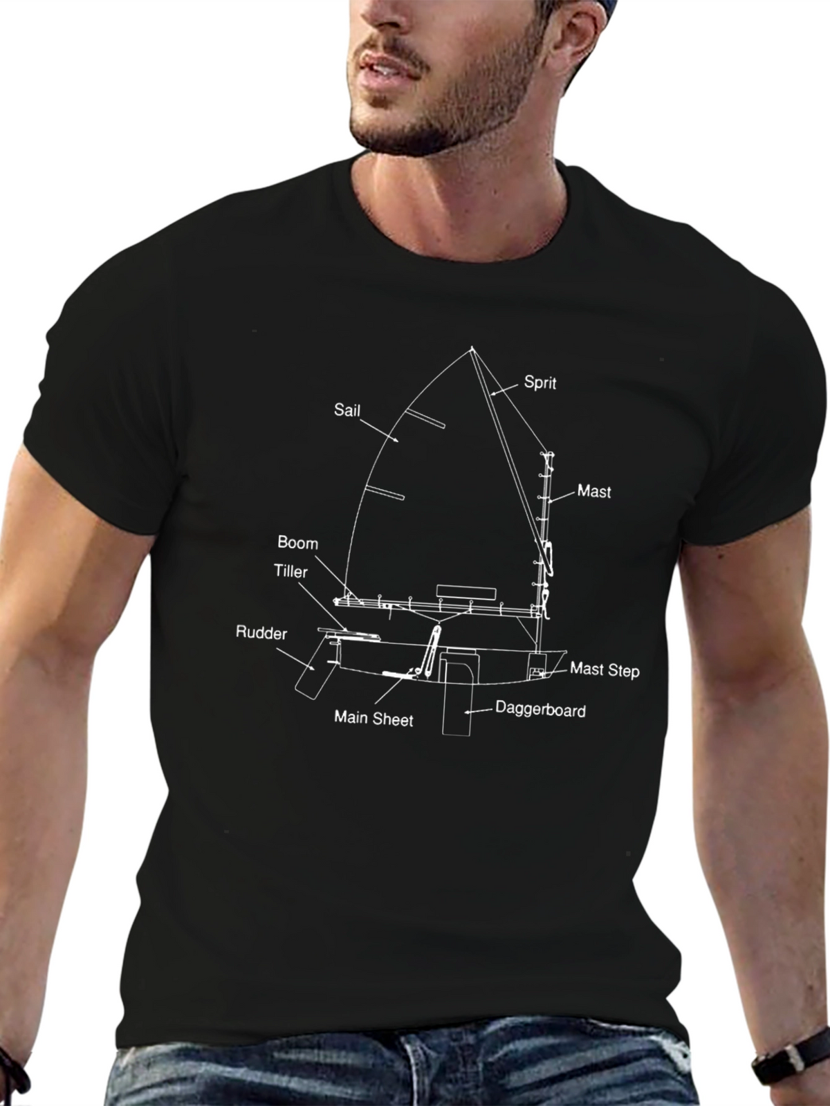 Sailboat Diagram T-Shirt - Boating Enthusiast Apparel