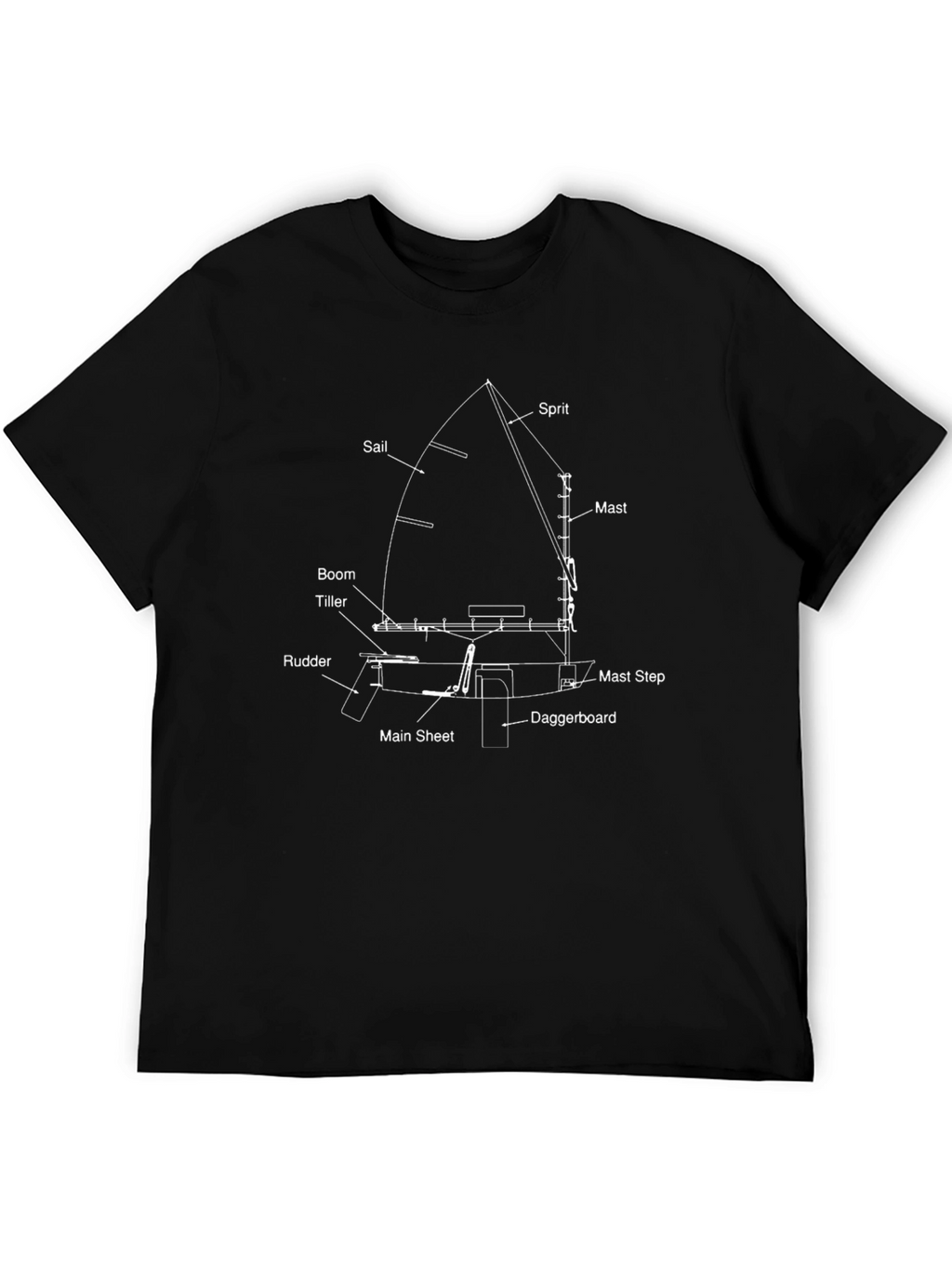 Sailboat Diagram T-Shirt - Boating Enthusiast Apparel