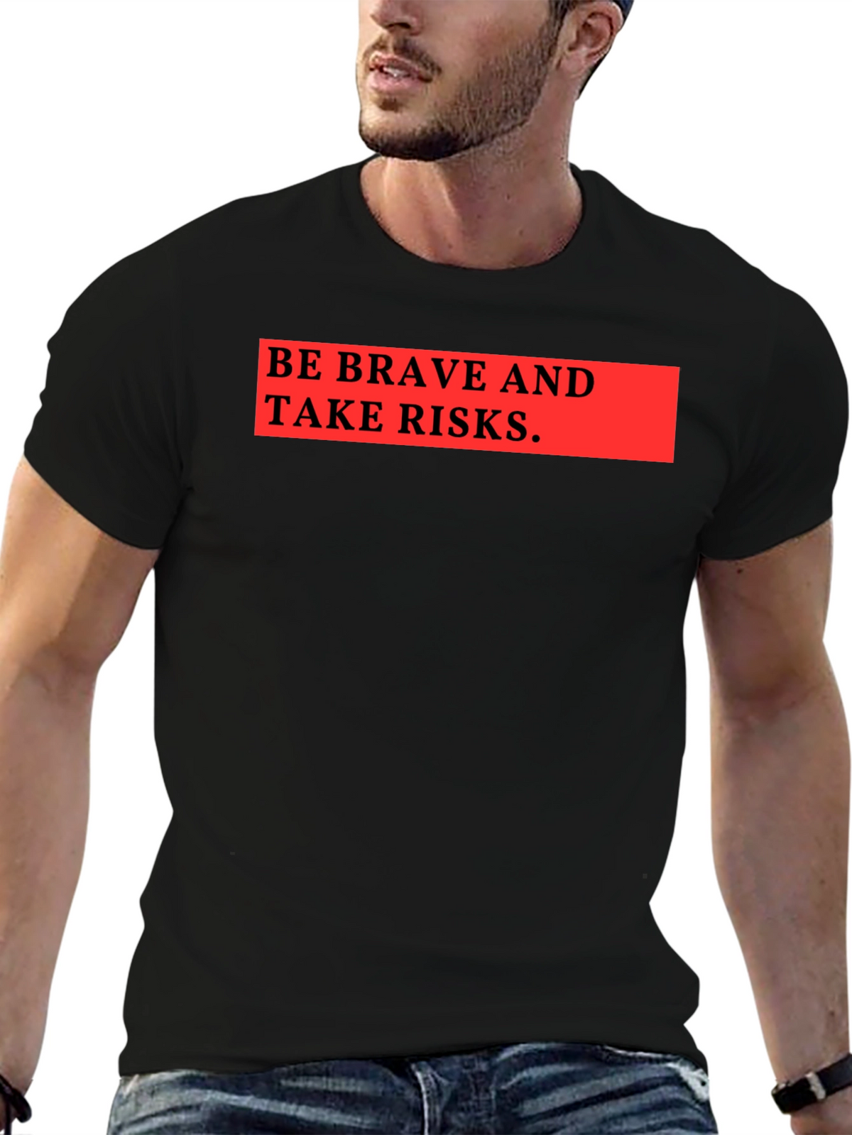 Be Brave & Take Risks Graphic Tee - Black