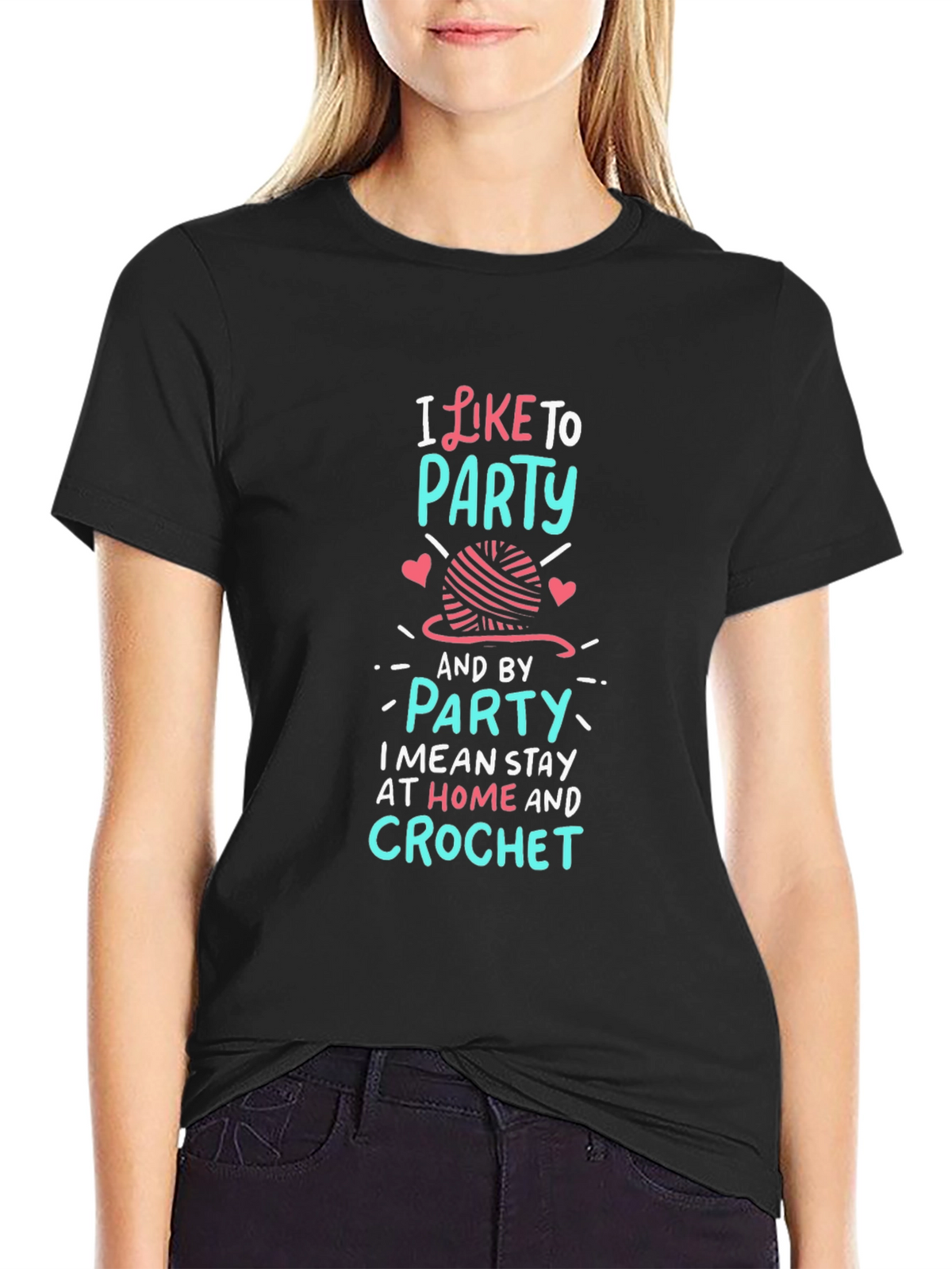 I Like to Party Crochet Graphic T-Shirt