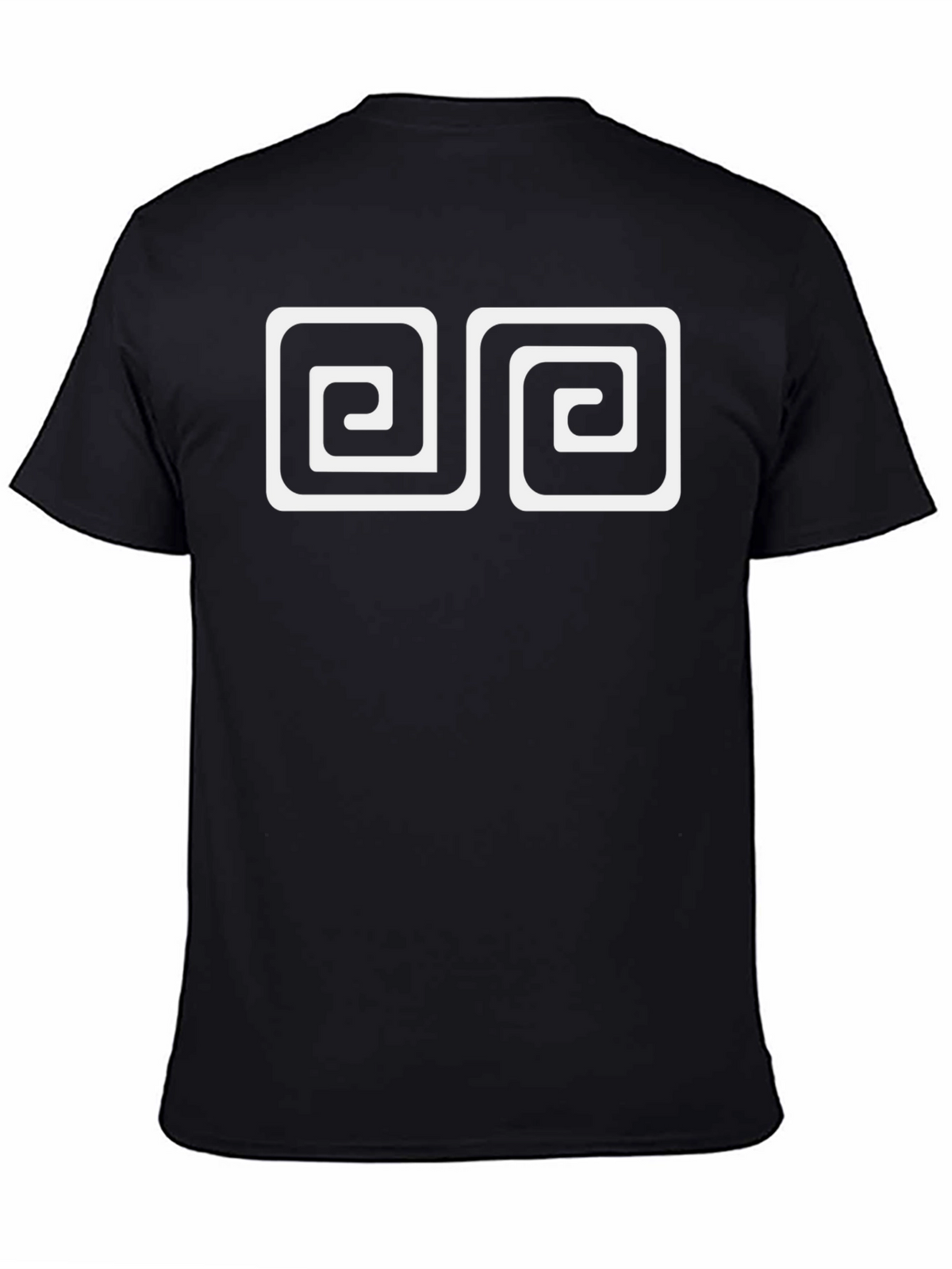 Geometric Spiral Design Black Cotton Tee