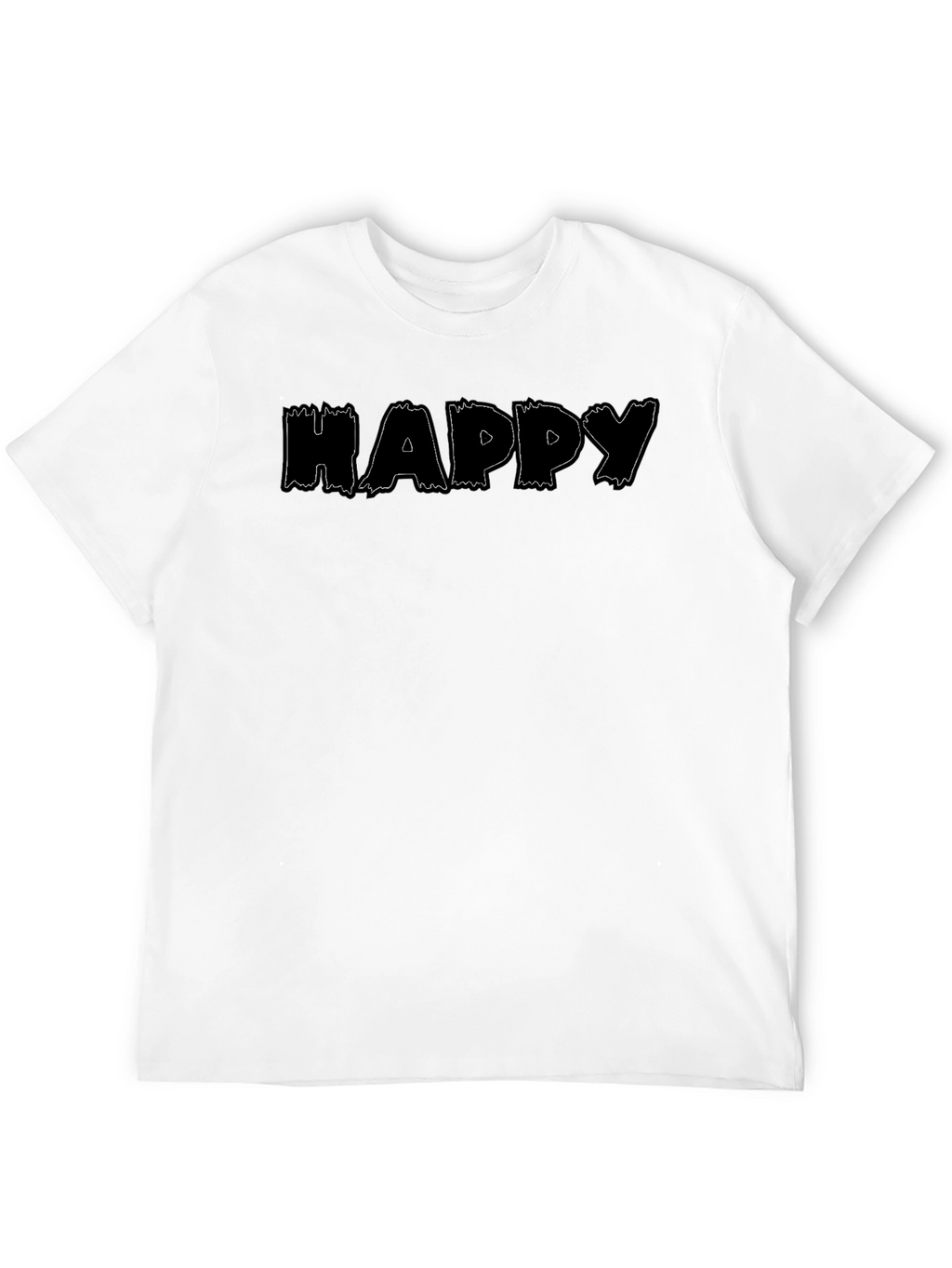 Happy Print Black Crew Neck T-Shirt