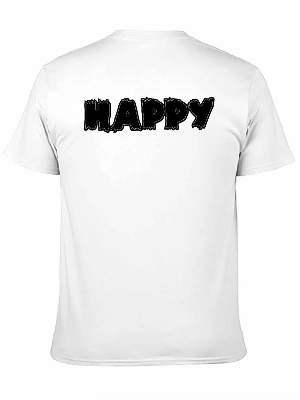 Happy Print Black Crew Neck T-Shirt