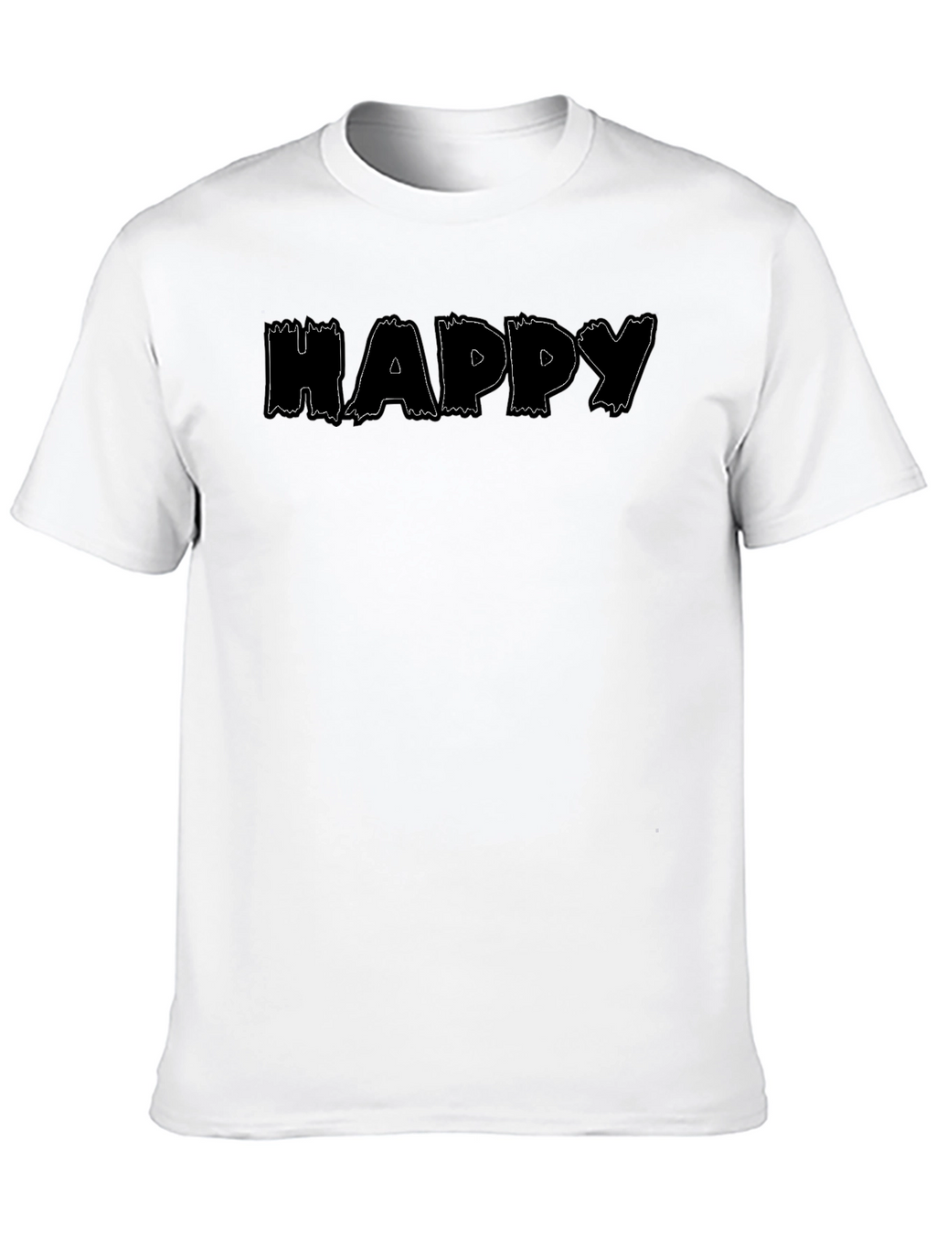 Happy Print Black Crew Neck T-Shirt