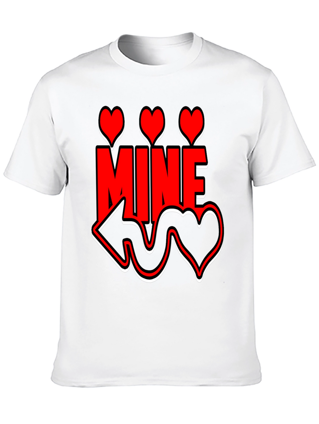 Valentines Day Mine Heart Graphic Black T-Shirt