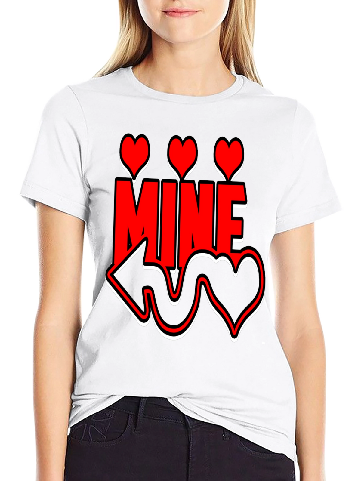 Valentines Day Mine Heart Graphic Black T-Shirt