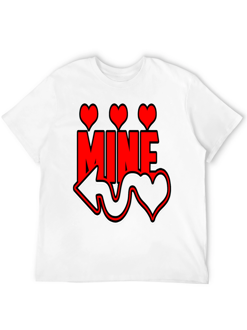 Valentines Day Mine Heart Graphic Black T-Shirt