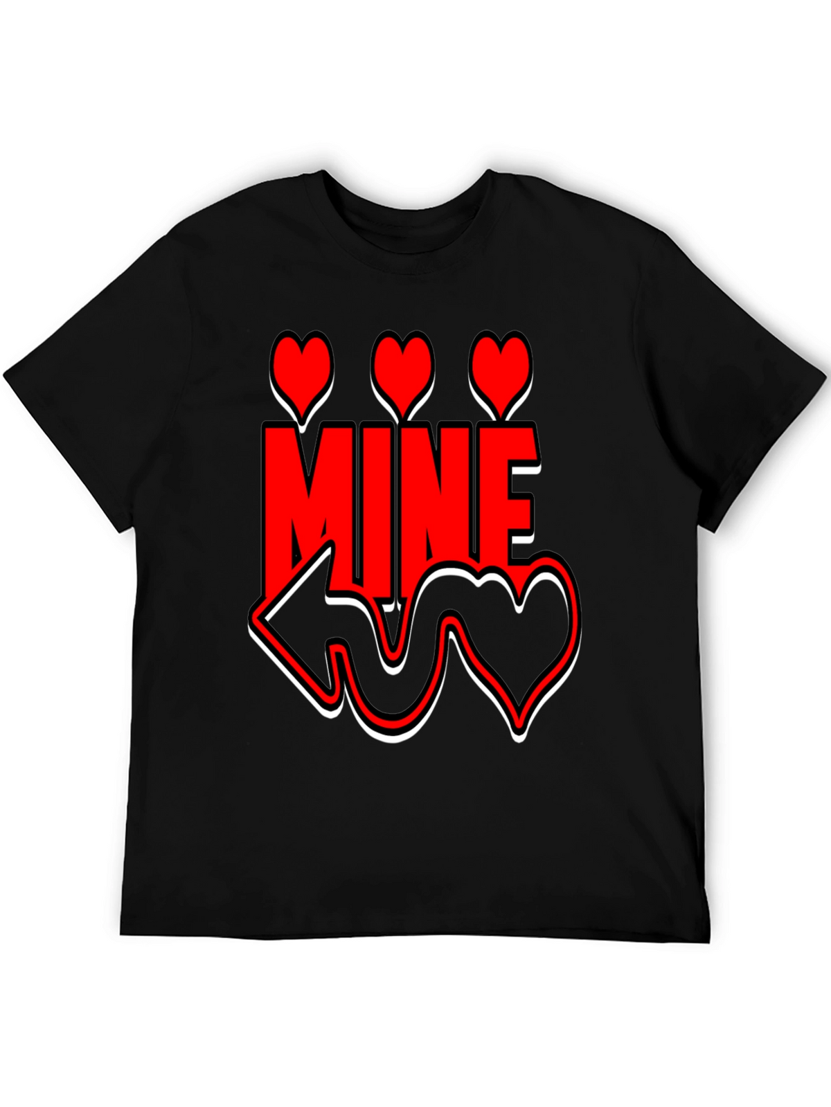 Valentines Day Mine Heart Graphic Black T-Shirt
