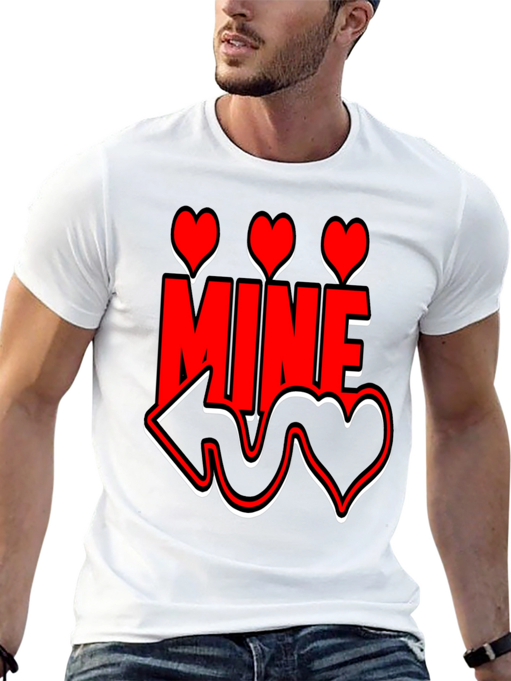 Valentines Day Mine Heart Graphic Black T-Shirt