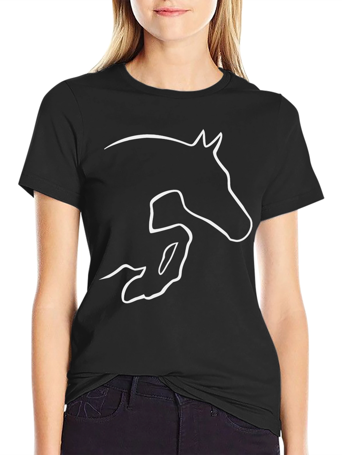 Equestrian Horse Jumping Outline Graphic T-Shirt