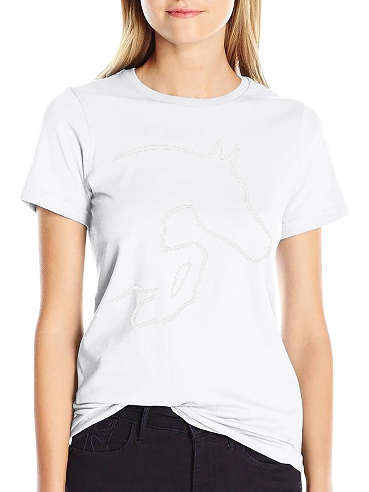 Equestrian Horse Jumping Outline Graphic T-Shirt