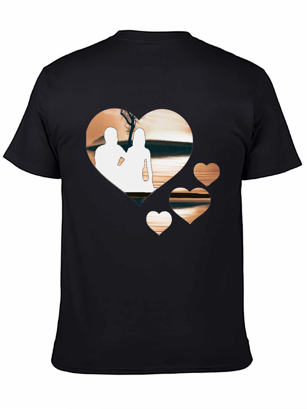 Romantic Hearts Graphic T-Shirt - Black