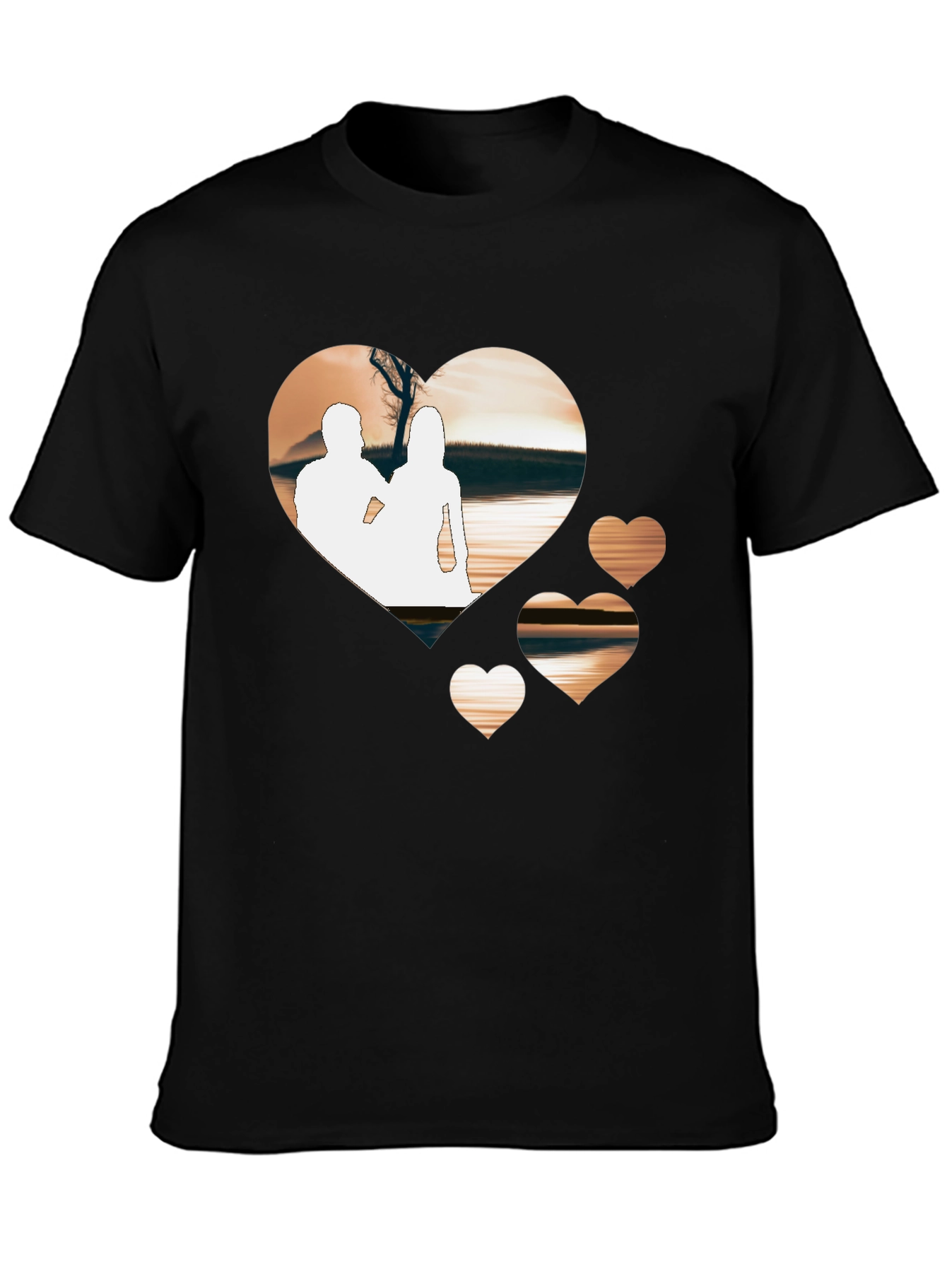 Romantic Hearts Graphic T-Shirt - Black