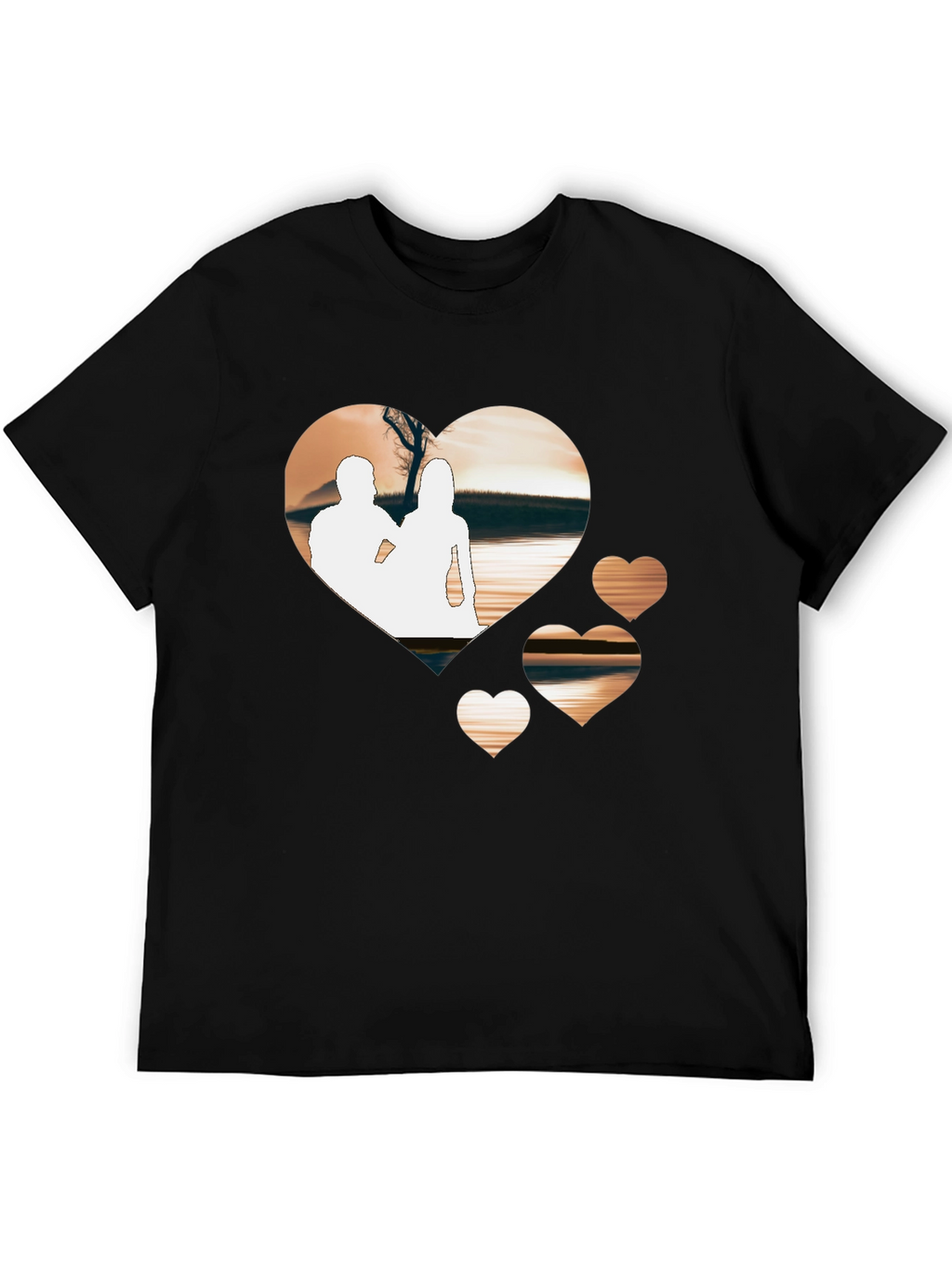 Romantic Hearts Graphic T-Shirt - Black