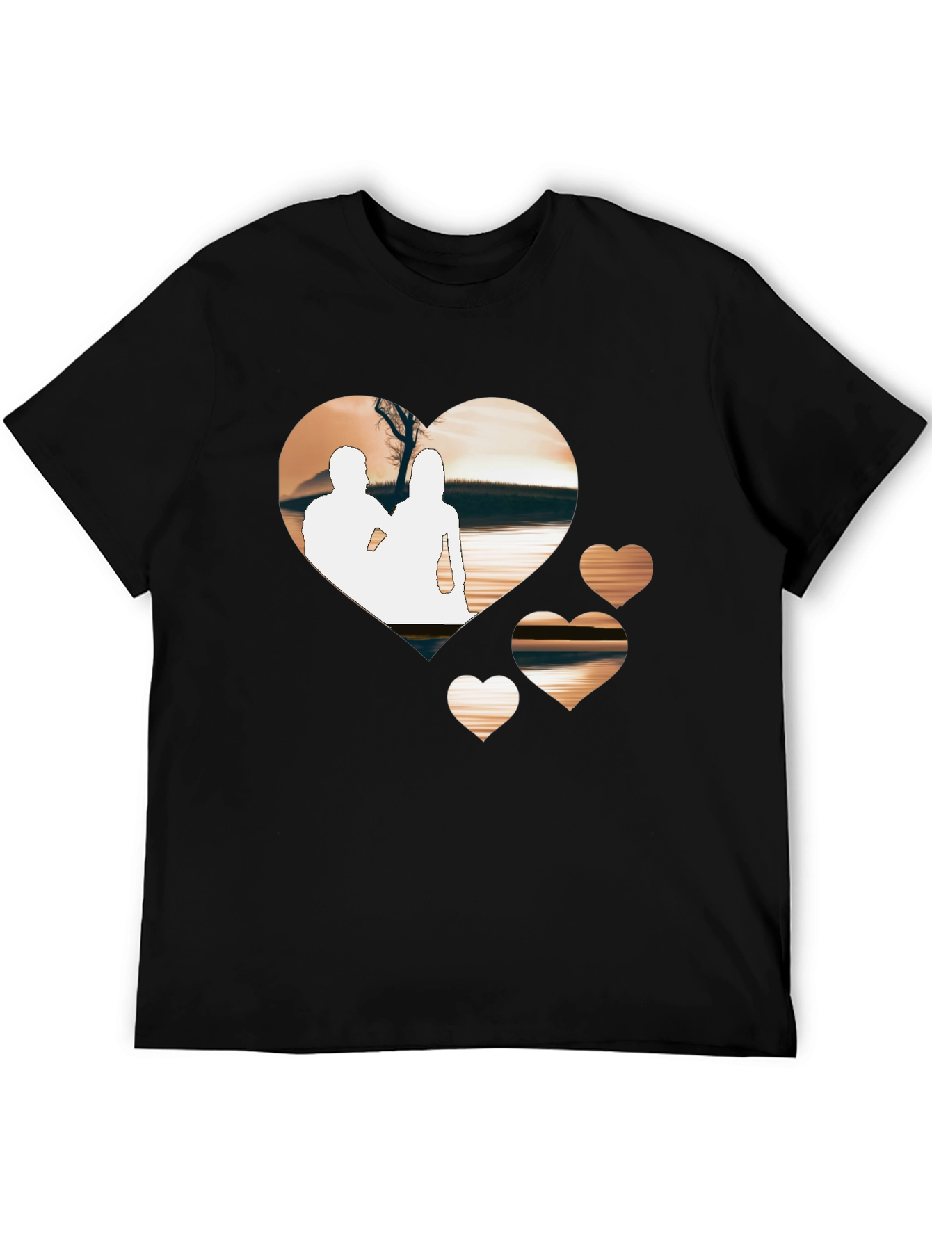 Romantic Hearts Graphic T-Shirt - Black