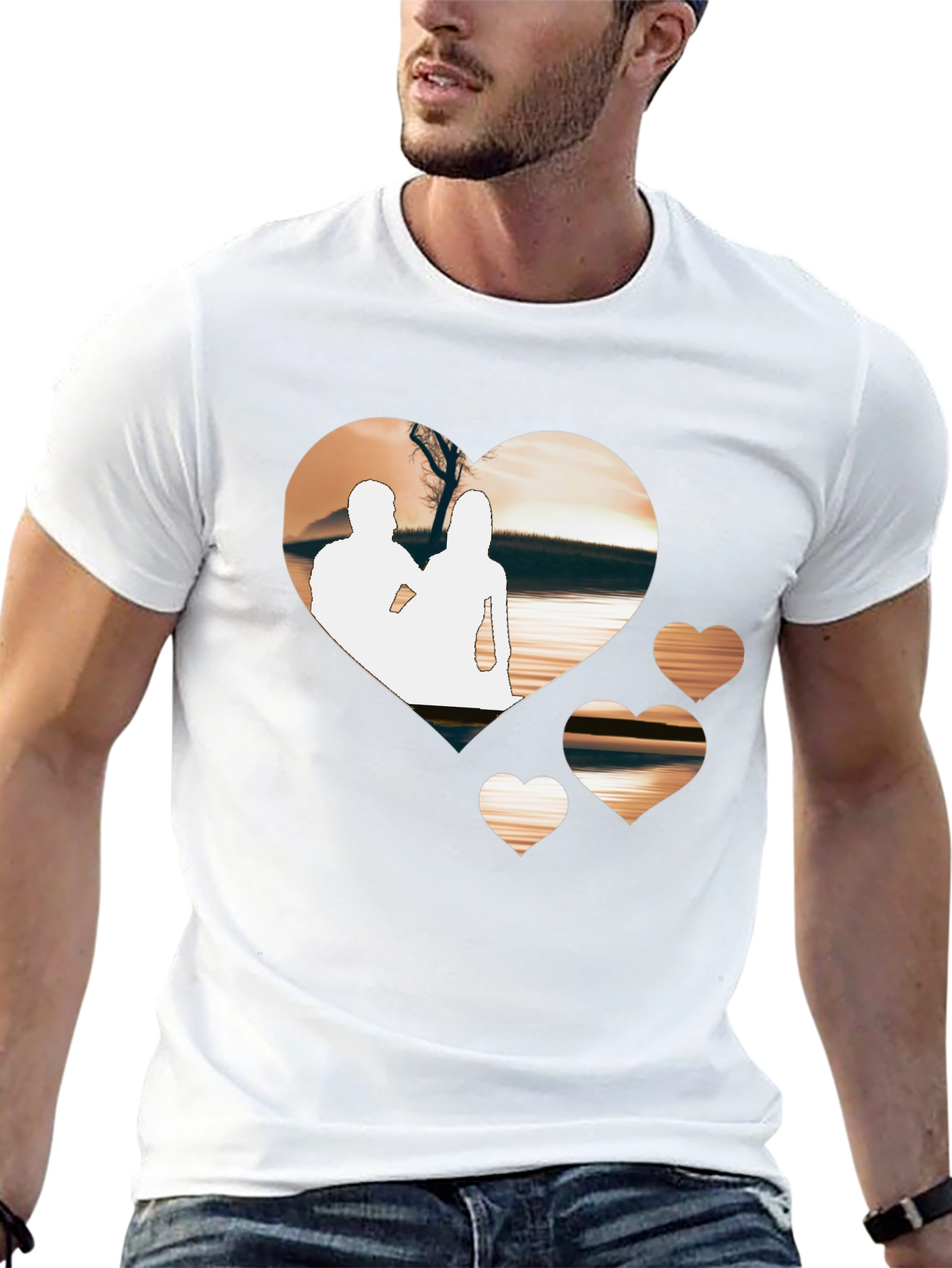 Romantic Hearts Graphic T-Shirt - Black