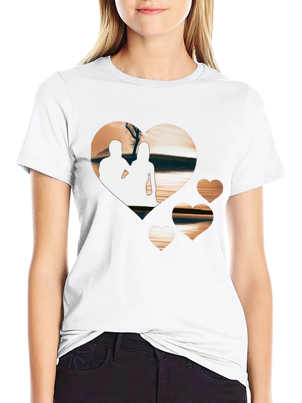 Romantic Hearts Graphic T-Shirt - Black