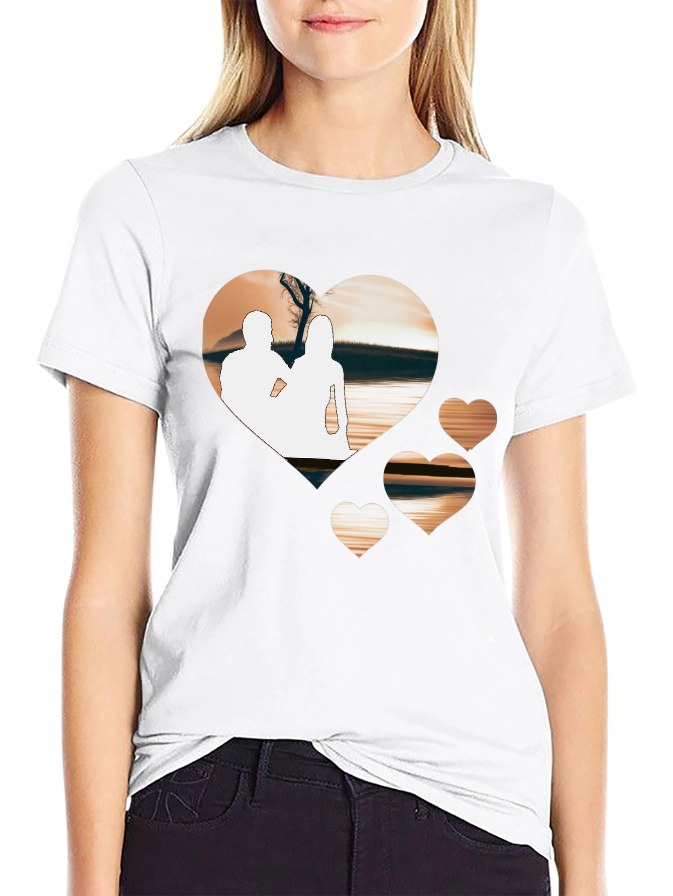Romantic Hearts Graphic T-Shirt - Black