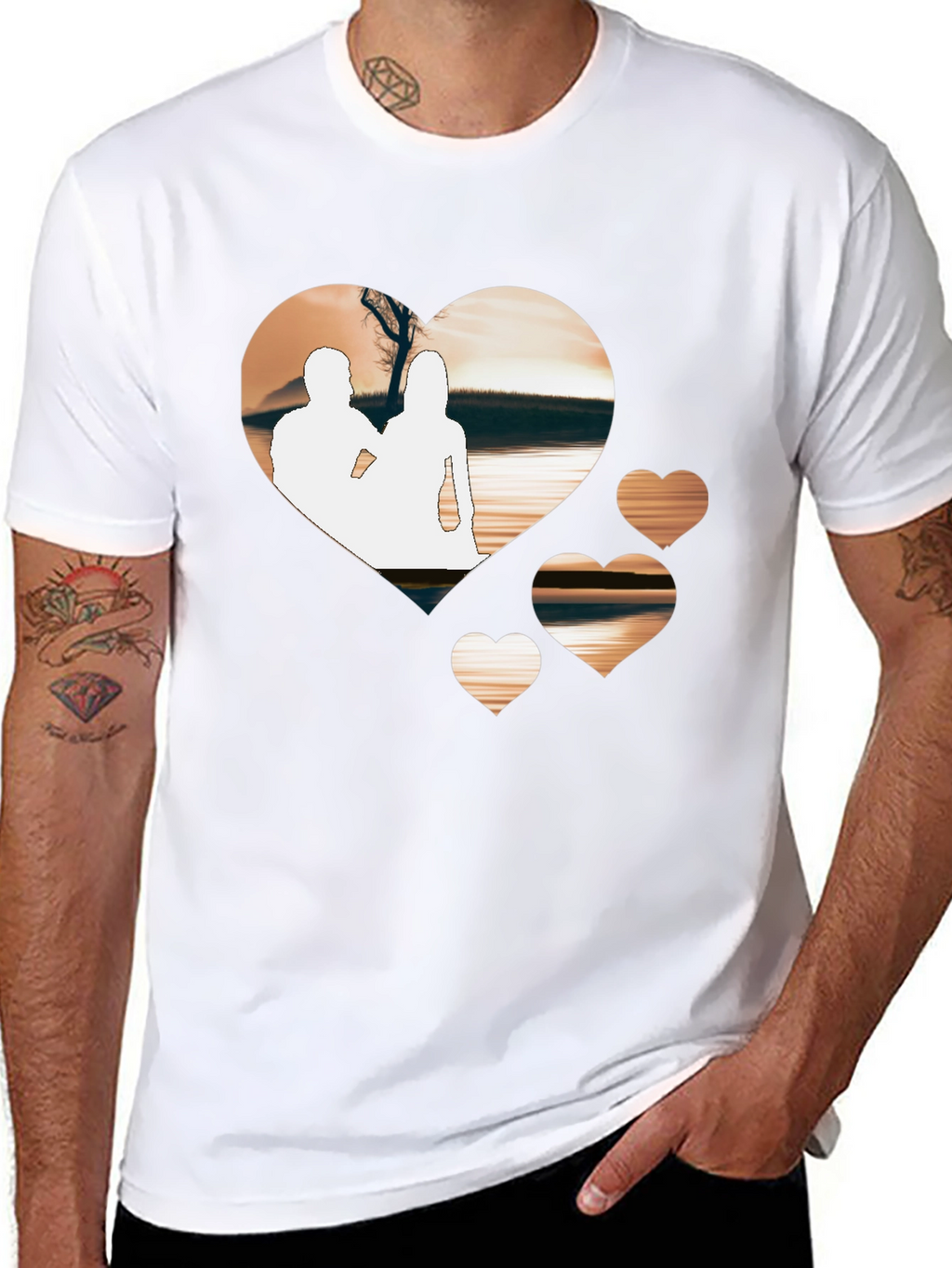 Romantic Hearts Graphic T-Shirt - Black
