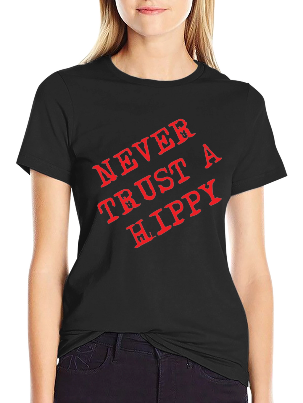 Never Trust a Hippy Graphic T-Shirt - Black