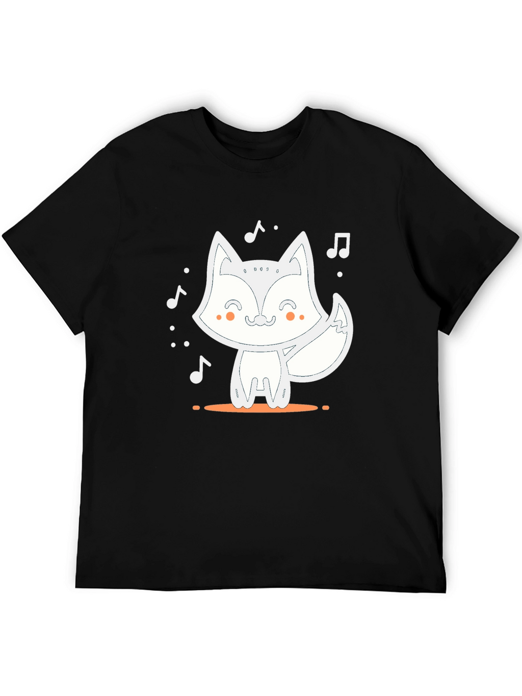 Cute Fox Music T-Shirt - Black Casual Tee