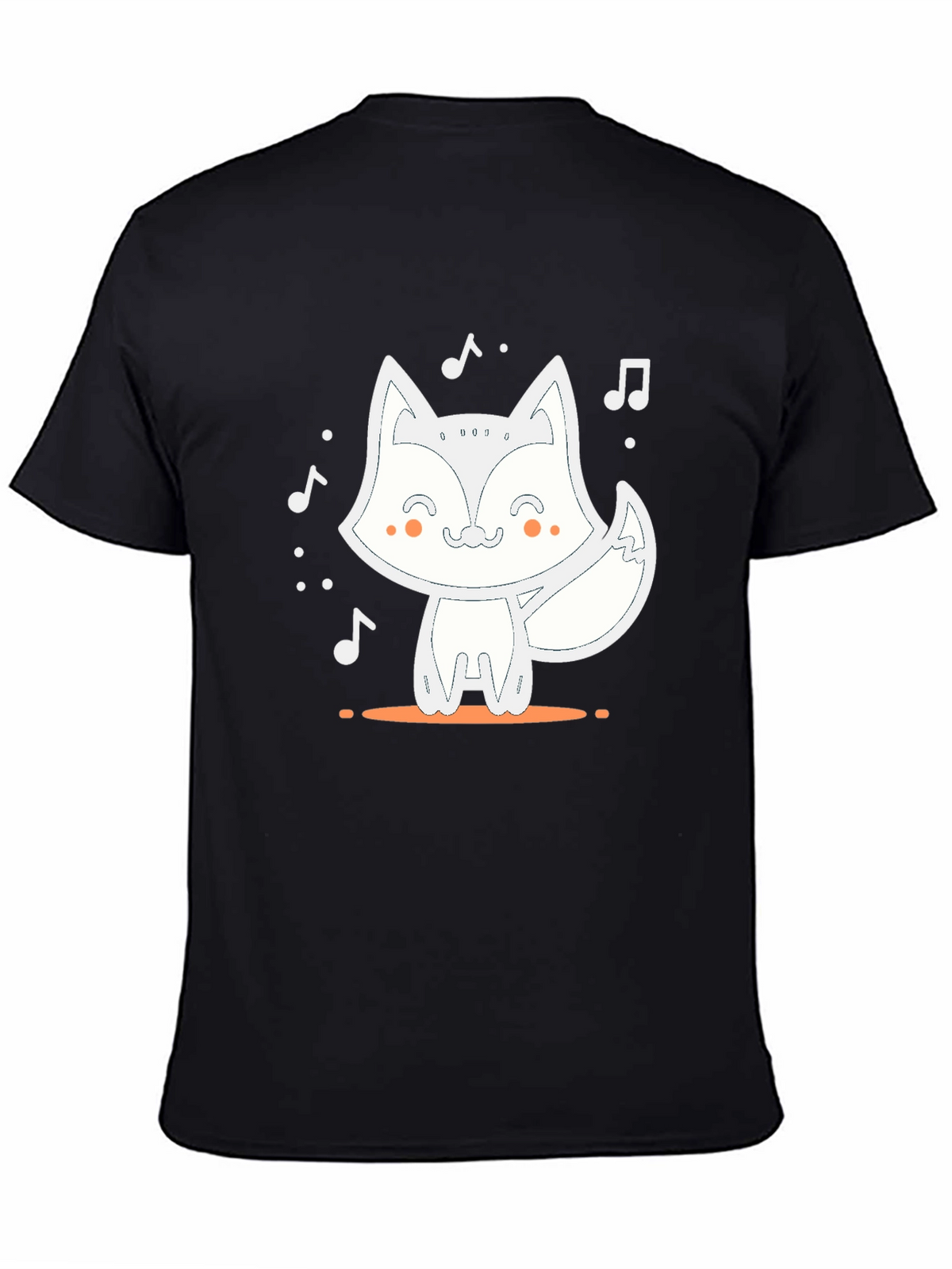Cute Fox Music T-Shirt - Black Casual Tee