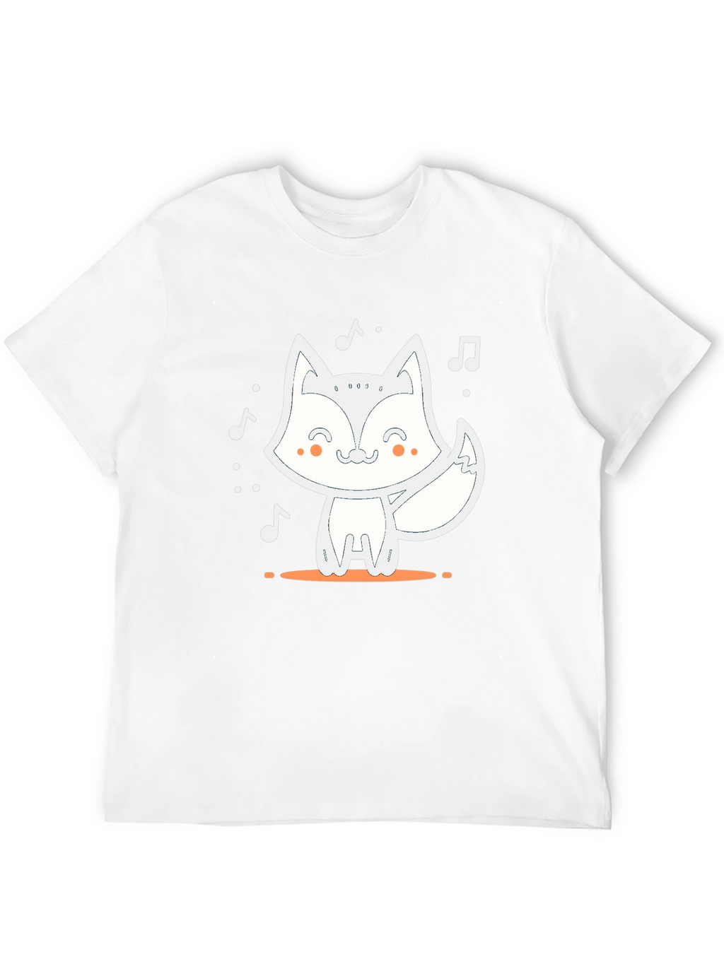 Cute Fox Music T-Shirt - Black Casual Tee